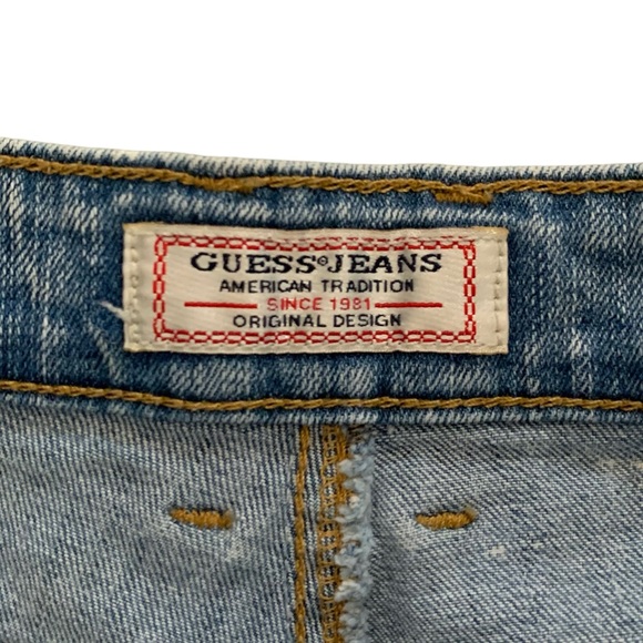 Vintage GUESS button fly raw hem high rise distressed size 28 short shorts - Picture 6 of 8